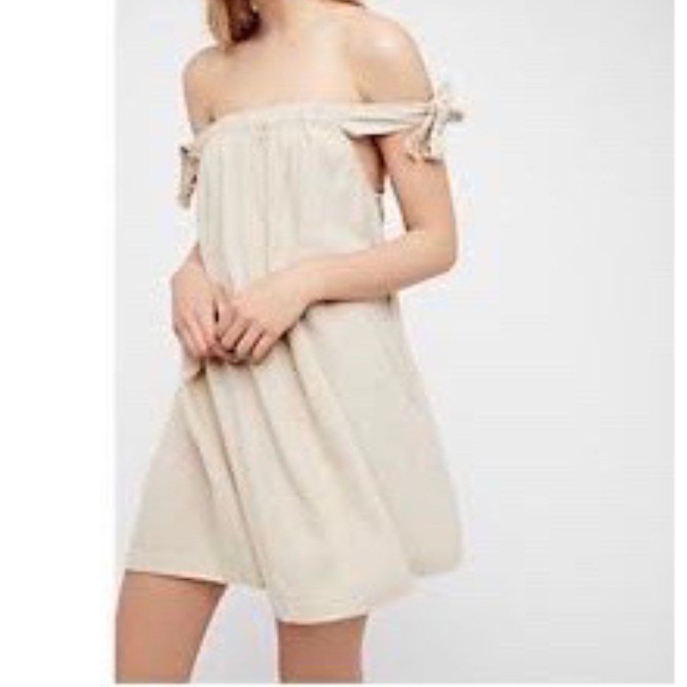 Nude off- the- shoulder dress